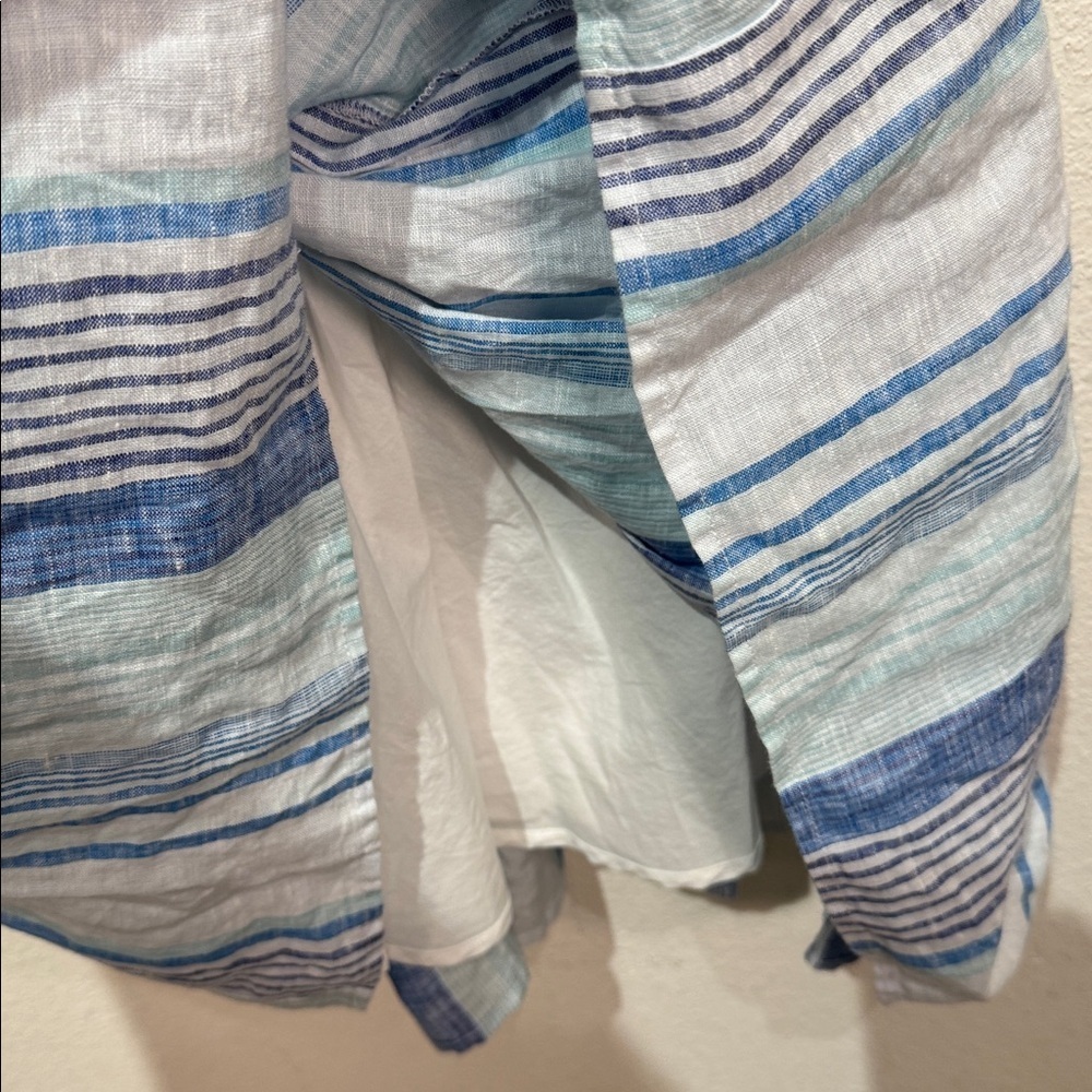 Tommy Bahama Ocean Reverie chevron Blue White Stripe Linen Maxi dress L - Picture 8 of 11